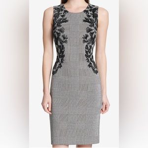 **EUC** Calvin Klein Embroidered Appliqué Sheath Dress